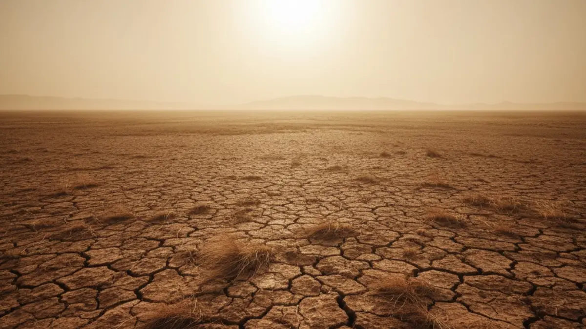 Dry and arid landscape representing North India without the Aravalli Hills